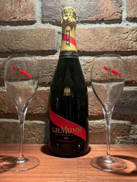 Champagner Frankreich Mumm Cordon Rouge 0,75 l Flasche inkl. 2 Gläsern